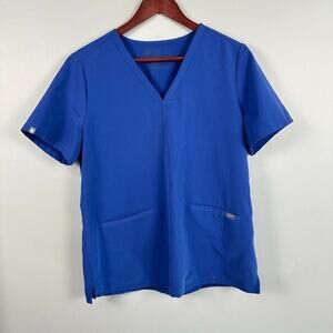 FIGS Womens Casma Scrub Top Size Large Ceil Blue